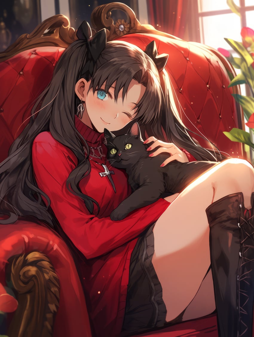 tohsaka rin (fate and 1 more) drawn by hirose3y